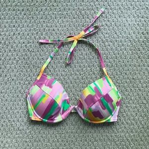 Victoria's Secret Swim Bright Watercolor Print Push Up Bikini Top